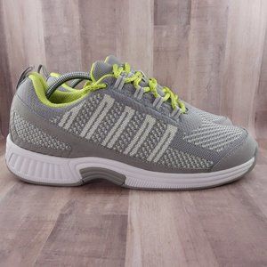 Orthofeet Walking Shoes Womens 11.5 D Wide 987 Coral Stretch Knit Grey Sneakers